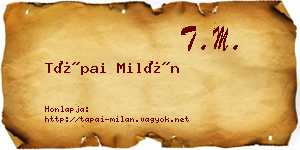 Tápai Milán névjegykártya