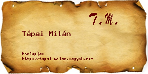 Tápai Milán névjegykártya